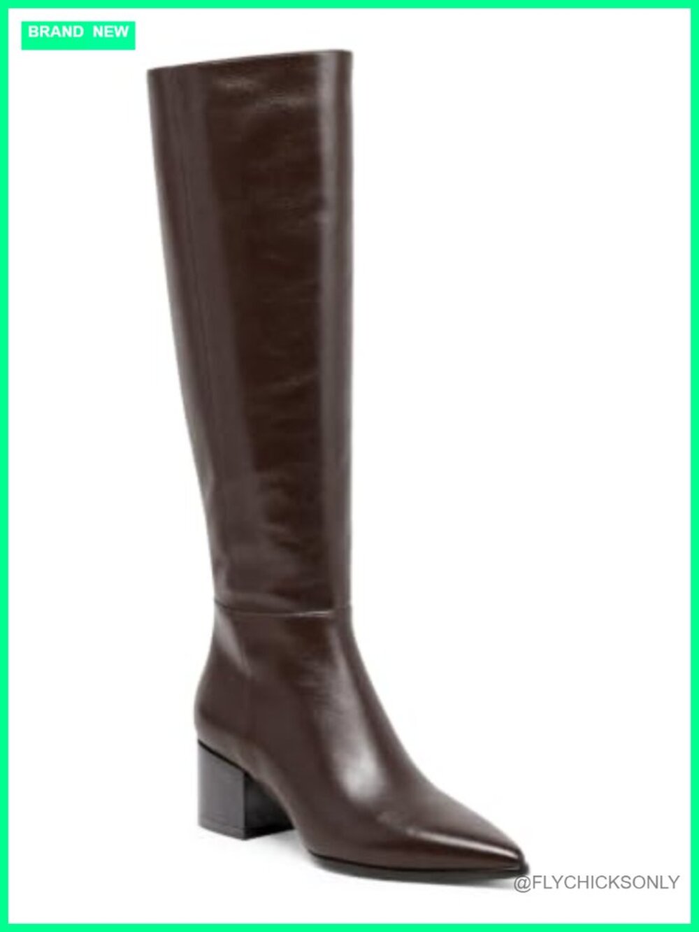 Women's Wide Calf Knee High Boots Faux Leather Chunky Heel Side Zip Tall